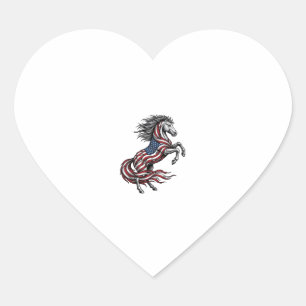Vintage Patriotic Rearing Horse Vector Shirt Desig Heart Sticker