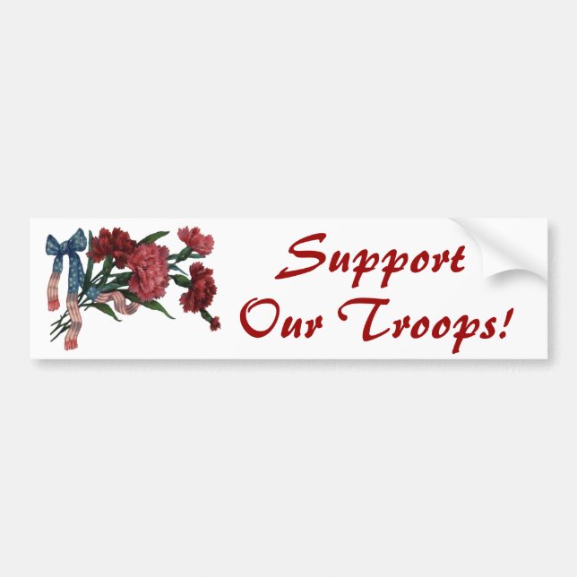 Vintage Patriotic Ribbon and Flowers Bumper Sticker (Front)