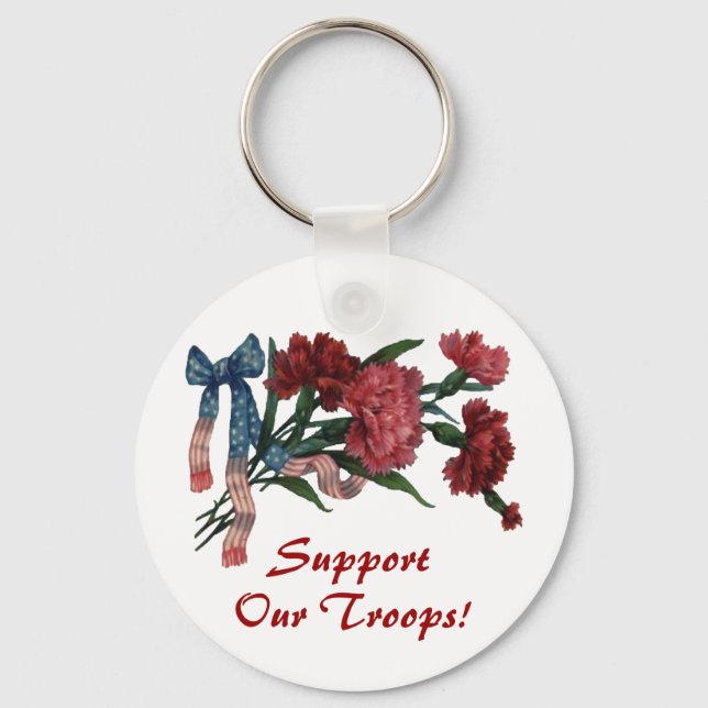 Vintage Patriotic Ribbon and Flowers Keychain (Front)