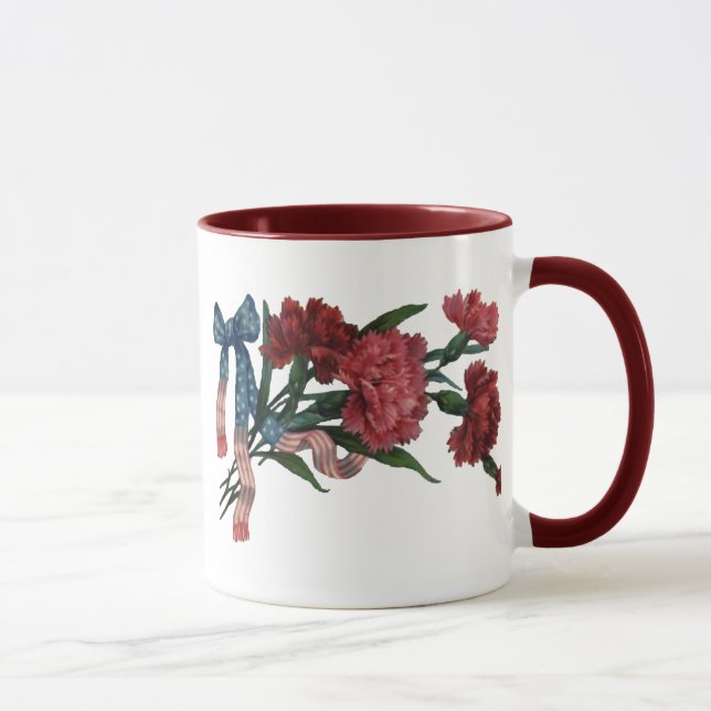 Vintage Patriotic Ribbon and Flowers Mug (Right)