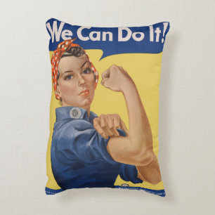 Vintage Patriotic Rosie the Riveter, We Can Do It! Accent Pillow