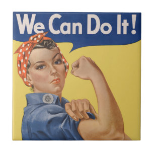 Vintage Patriotic Rosie the Riveter, We Can Do It! Tile