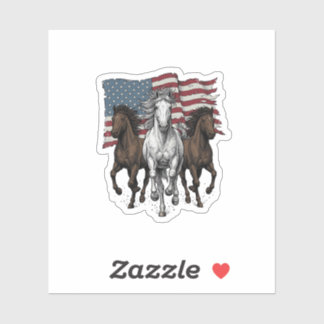 Vintage Patriotic Running Horses Vector Design_1