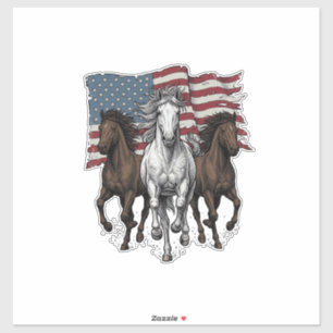 Vintage Patriotic Running Horses Vector Design_1