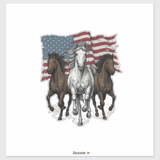 Vintage Patriotic Running Horses Vector Design_1