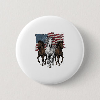 Vintage Patriotic Running Horses Vector Design_1 2 Inch Round Button