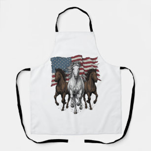 Vintage Patriotic Running Horses Vector Design_1 Apron