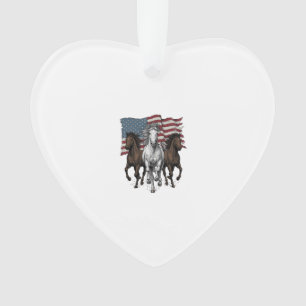 Vintage Patriotic Running Horses Vector Design_1 Ornament