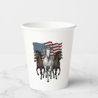 Vintage Patriotic Running Horses Vector Design_1 Paper Cups