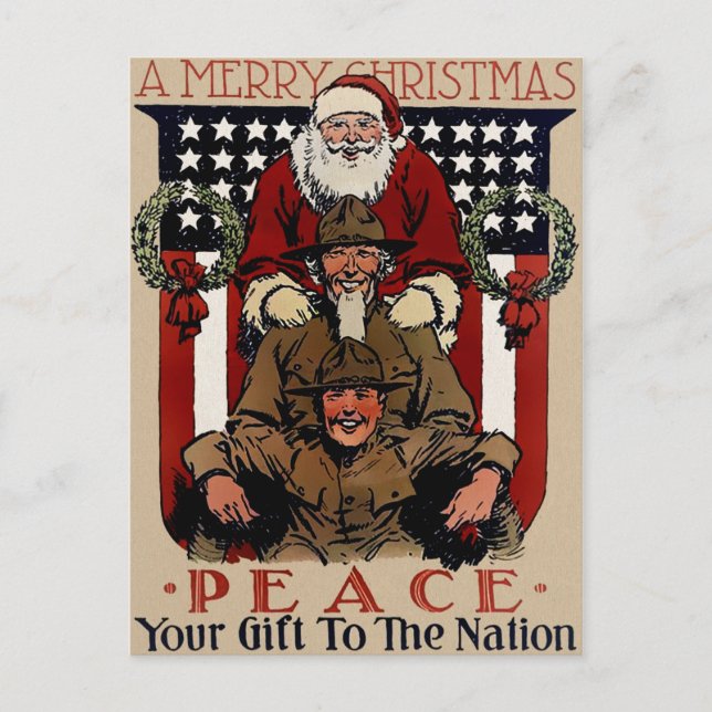 Vintage Patriotic Santa Christmas Postcard (Front)