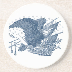 Vintage Patriotic Screaming Eagle USA Flag Arrows Coaster