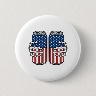 Vintage Patriotic Skeleton Hands Holding Cans Vect 2 Inch Round Button