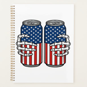 Vintage Patriotic Skeleton Hands Holding Cans Vect Planner