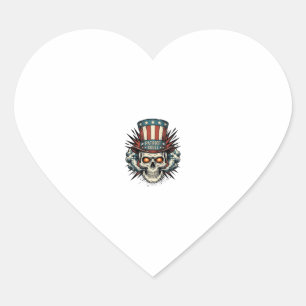 Vintage Patriotic Skull Top Hat T-Shirt Design_1 Heart Sticker