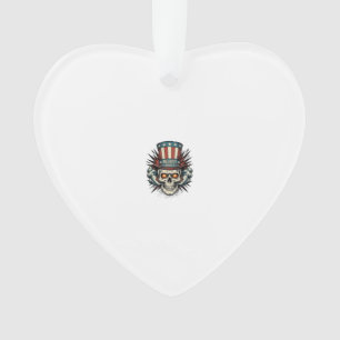 Vintage Patriotic Skull Top Hat T-Shirt Design_1 Ornament