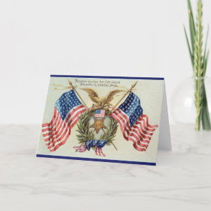 Vintage Patriotic Stars And Stripes Flag Card