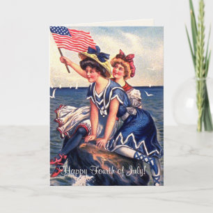 Vintage Patriotic Swimmers Greeting Card