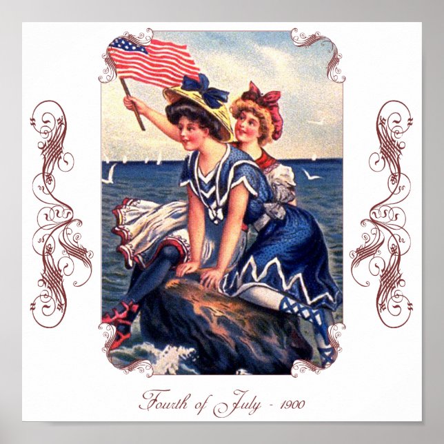 Vintage Patriotic Swimmers Poster (Front)
