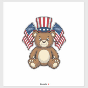 Vintage Patriotic Teddy Bear Vector Design_1