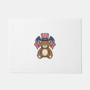 Vintage Patriotic Teddy Bear Vector Design_1 Doormat
