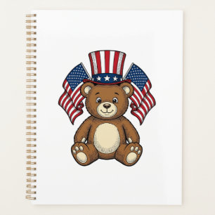 Vintage Patriotic Teddy Bear Vector Design_1 Planner