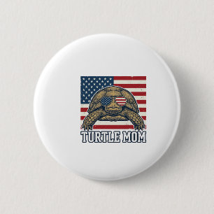 Vintage Patriotic Turtle Mom Shirt Design_1 2 Inch Round Button
