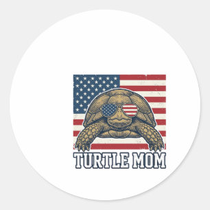 Vintage Patriotic Turtle Mom Shirt Design_1 Classic Round Sticker