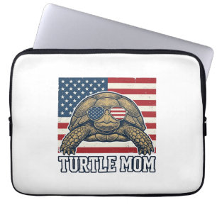 Vintage Patriotic Turtle Mom Shirt Design_1 Laptop Sleeve
