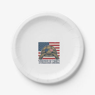 Vintage Patriotic Turtle Mom Shirt Design_1 Paper Plate