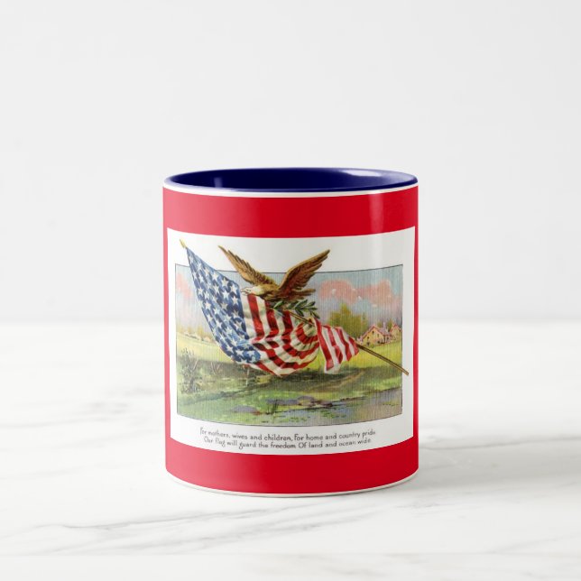 Vintage Patriotic Two-Tone Coffee Mug (Center)
