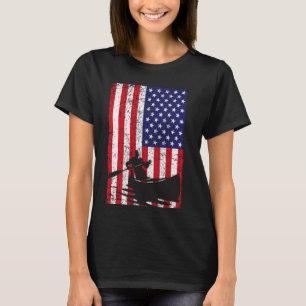 Vintage Patriotic UAS American Flag Kayak Boat Kay T-Shirt