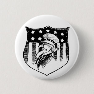 Vintage Patriotic Uncle Sam and American Flag 2 Inch Round Button