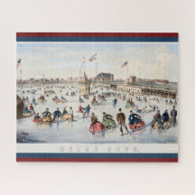 Vintage Patriotic Union Pond Skating Rink