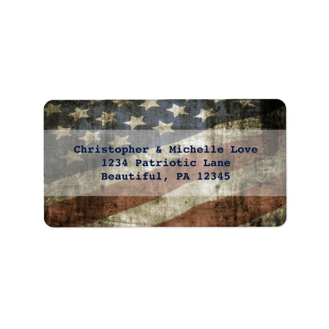 Vintage Patriotic United States Flag Address Label (Front)