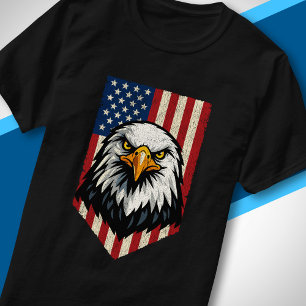 Vintage Patriotic USA American Flag Bald Eagle T-Shirt