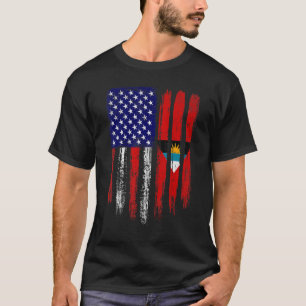 Vintage Patriotic Usa Antigua And Barbuda Flag Dis T-Shirt