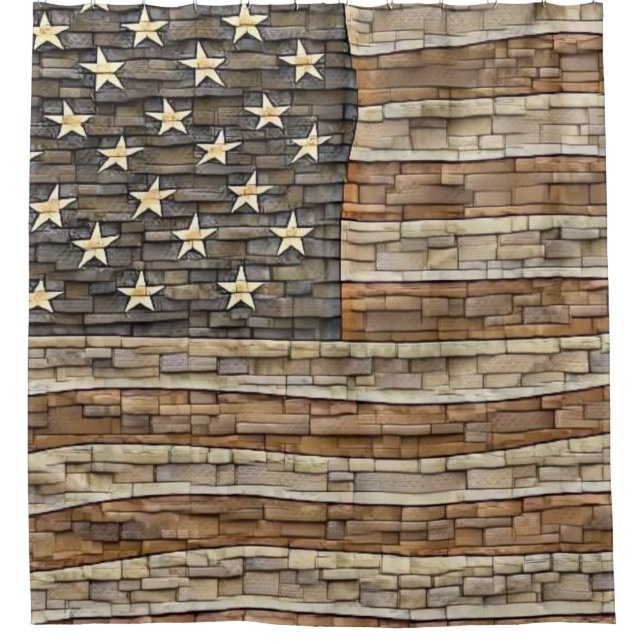 Vintage Patriotic USA Flag on Stone Wall (Front)