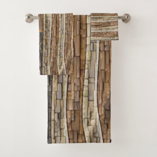 Vintage Patriotic USA Flag on Stone Wall Bath Towel Set