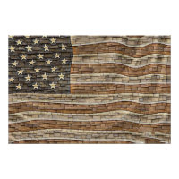 Vintage Patriotic USA Flag on Stone Wall