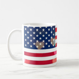 Vintage Patriotic USA Flag with colourful hearts Coffee Mug