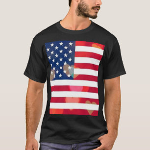Vintage Patriotic USA Flag with colourful hearts T-Shirt
