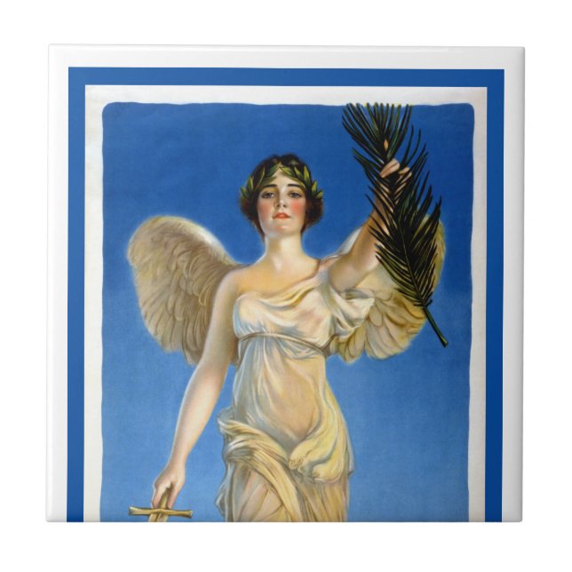 Vintage Patriotic Woman Angel, Buy War Bonds Tile (Front)