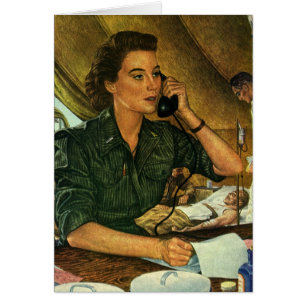 Vintage patriotique, infirmière Médicale au téléph
