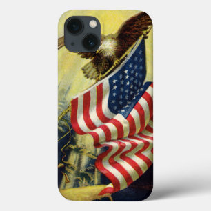 Vintage Patriotism, Patriotic Eagle American Flag iPhone 13 Case
