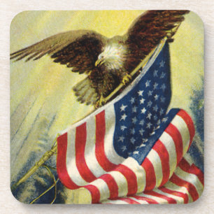 Vintage Patriotism, Patriotic Eagle American Flag Coaster