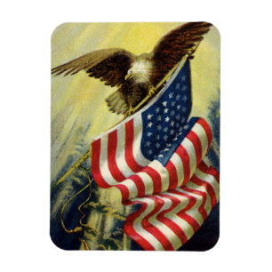 Vintage Patriotism, Patriotic Eagle American Flag Magnet