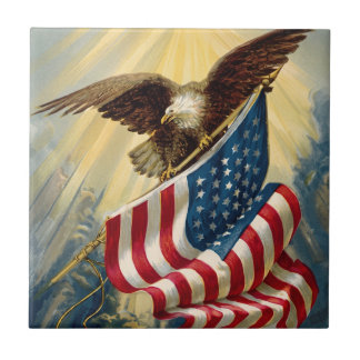 Vintage Patriotism, Patriotic Eagle American Flag Tile