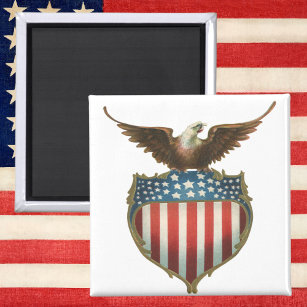 Vintage Patriotism, Proud Eagle over American Flag Magnet