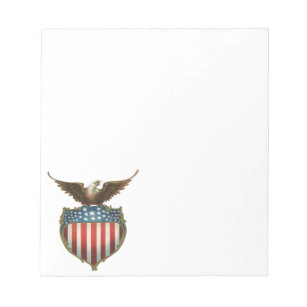 Vintage Patriotism, Proud Eagle over American Flag Notepad