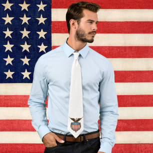 Vintage Patriotism, Proud Eagle over American Flag Tie